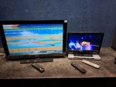 A SONY KDL-32EX403 32in TV with remote, a Sony KDL-19BX200 19in TV with remote (stand loose) and a