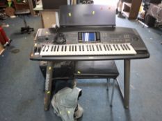 A YAMAHA PSR-8000 ELECTRONIC KEYBOARD on stand with cover and stool (PAT pass and working)