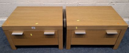 A PAIR OF LIGHT OAK SINGLE DRAWER BEDSIDES Dimensions:width 60cm x depth 48cm x height 35cm Qty: 2