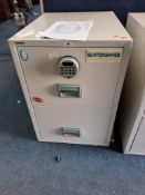 A BURTON SAFES Ltd FF SERIES FIRE RESISTANT FILING CABINET with two drawers 54x68x77cm high (