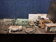 A COLLECTION OF POWER TOOLS including a Triangle Spot Gun Welder, a Wolf electric Planer, and