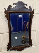 AN EARLY 20TH CENTURY MAHOGANY FRETWORK BEVELLED EDGE WALL MIRROR Dimensions:width 35cm x depth 59cm