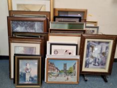 A QUANTITY OF ASSORTED PRINTS ETC, to include prints by John Atkinson Grimshaw, H.M. Marshall,