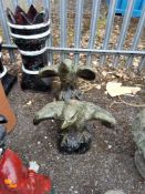 TWO CONCRETE GARDEN FIGURES OF EAGLES differing slightly, both approx 53cm high Dimensions:53cm high