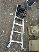AN ALUMINIUM STEP LADDER AND FIVE HANGING BASKETS with plastic covering on the baskets Qty: 6