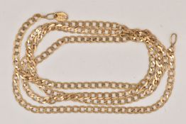 A FINE 9CT GOLD CURB LINK CHAIN NECKLACE, AF missing clasp, hallmarked 9ct Sheffield import,