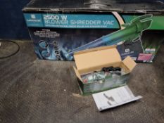 A GARDENLINE BLOWER, SHREDDER VAC NEW IN SEALED BOX, and a Parkside cordless grass and hedge trimmer