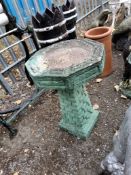 A PAINTED CONCRETE BIRD BATH with an octagonal top, 63 cm high Dimensions:63cm high Condition