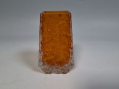 GEOFFREY BAXTER FOR WHITEFRIARS GLASS, A 'BARK'/'COFFIN' VASE, PATTERN NUMBER 9689, IN THE TANGERINE