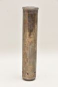 A VICTORIAN SILVER TUBE, a cylindrical tube with six small holes to the bottom, a detachable lid