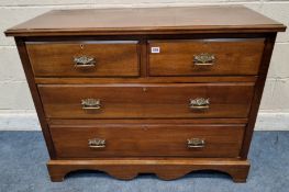 AN EARLY 20TH CENTURY MAHOGANY CHEST OF TWO SHORT OVER TWO LONG DRAWERS Dimensions:width 107cm x