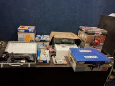 A COLLECTION OF POWER TOOLS AND ACCESSORIES including a Black and Decker Professional SDS drill in