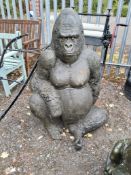 A LARGE PLASTIC FIGURE OF A SEATED GORILLA 120cm high with a very detailed finish Condition Report: