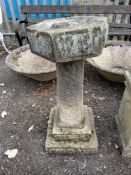 A SANDSTONE BIRD BATH constructed in three sections, 86cm high Dimensions:86cm high Qty: 3 Condition