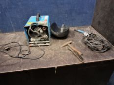 A CEBORA MONO SUPER ARC WELDING PLANT with electrode holder and earth cables, mask, chipping