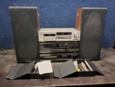 A TECHNICS AND WHARFEDALE VINTAGE COMPONENT HI-FI comprising an SA-GX130D receiver, an SL-PG520A