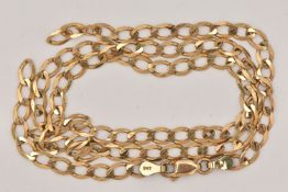 A 9CT GOLD CURB LINK CHAIN NECKLACE, AF broken chain, fitted with a lobster clasp, hallmarked 9ct