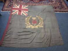 A NAPOLEONIC ERA GEORGIAN HAND EMBROIDERED SILK BATALLION FLAG/STANDARD FOR THE 2ND ROYAL VETERANS