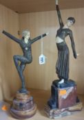 TWO ART DECO STYLE FIGURES OF DANCERS, after Demetre Chiparus, comprising Footsteps, height 41cm and