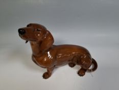 A LARGE BESWICK POTTERY 'FIRESIDE' MODEL OF A SEATED DACHSHUND, model number 2286,