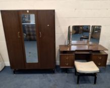 A G PLAN TOLA AND BLACK THREE PIECE BEDROOM SUITE, comprising a double door wardrobe with a