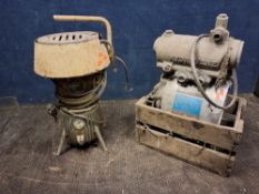 A BINKS AND BULLOWS 'SPACE SHIP' AIR COMPRESSOR and a Hydrovane compressor part (both untested)(2)