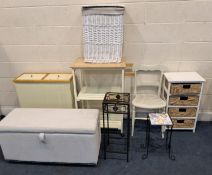 A SELECTION OF OCCASIONAL FURNITURE, to include a three tier trolley, a similar storage unit, a