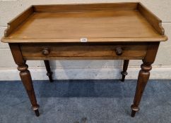 A 19TH CENTURY MAHOGANY SIDE TABLE, with a raised gallery, a single frieze drawer, raised on