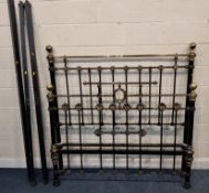 A TUBULAR METAL AND BRASS 5FT BEDSTEAD, with side rails and a folding base Condition Report:marks,