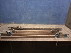 FIVE SASH CRAMPS including a pair of Record 133, a Record T bar 122cm long and a pair of Woden