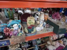 FOUR BOXES AND LOOSE OF GENERAL HOUSEHOLD ITEMS to include a box containing a resin Art Nouveau