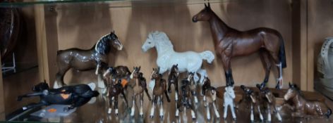 A GROUP OF BESWICK HORSES, to include Red Rum, Style 1, model no 2510, Connoisseur Model with wooden