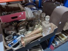 THREE BOXES AND LOOSE OF VINTAGE HOUSEHOLD ITEMS to include a box containing a Ridgway 'Conway'