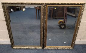 TWO GILT WOOD RECTANGULAR WALL MIRRORS, one with a bevelled plate Dimensions:97cm x 66cm Condition