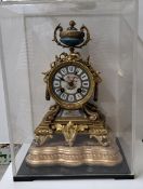 A 19TH-CENTURY FRENCH ORMOLU SEVRES STYLE MANTEL CLOCK, featuring a gilded bronze stucture, accented