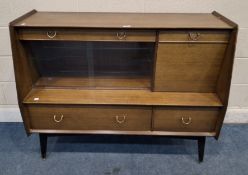 A G PLAN LIBRENZA TOLA AND BLACK HIGHBOARD, fitted with three assorted drawers, a full front door