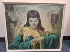 A MID-CENTURY FRAMED PRINT OF 'LADY FROM THE ORIENT' BY VLADIMIR TRETCHIKOFF AND A QUANTITY OF