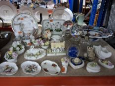 A SMALL COLLECTION OF MOSTLY DECORATIVE HOUSEHOLD CERAMICS including three Coalport and one Royal