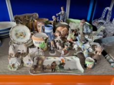 A GROUP OF MOSTLY DECORATIVE VINTAGE CERAMICS to include two Royal Doulton sandwich trays (Mr