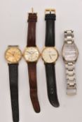 A COLLECTION OF FOUR WRISTWATCHES. To include a Rotary 'Windsor' quartz day date wristwatch, a