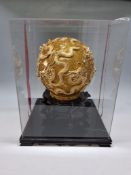 A GROUP OF CHINESE AWARDS AND GOLD PLATED ORNAMENTS comprising a boxed Chinese crystal ship
