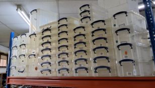 A LARGE QUANTITY OF MULTI USE PLASTIC STORAGE BOXES WITH CLIP LIDS, to include, 3 x 2.5Ltr, 20 x