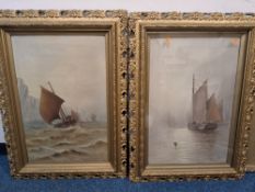 WILLIAM JAMES S. CRAMPTON (BRITISH, 1855-1934) A COMPANION PAIR OF MARINE LANDSCAPES: 'MISTY BOATS