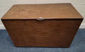 A MID-CENTURY TEAK LARGE STORAGE CHEST, with a hinged lid Dimensions:width 123cm x depth 66cm x