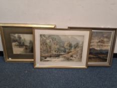 A GROUP OF TWO ORIGINAL PAINTINGS OF RURAL SCENES comprising, a 19th century watercolour of a bridge
