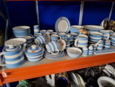 A LARGE COLLECTION OF CORNISHWARE MOSTLY FROM T.G. GREEN comprising two large mixing bowls (TG