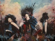 'TRINITY' A LARGE LIMITED EDITION BOX CANVAS, a striking, large scale contemporary urban portrait on