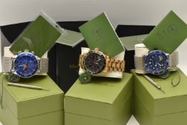 THREE 'MANN EGERTON' WRISTWATCHES, three quartz movement wristwatches, each with boxes, Condition