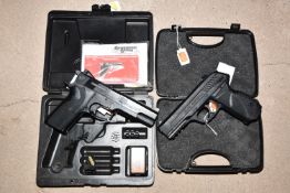 A CASED CROSMAN AIRGUNS 1008 REPEATAIR .177 CO2 AIR PISTOL, no visible serial number, appears to