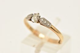 A YELLOW METAL SINGLE STONE DIAMOND RING, pear cut diamond, estimated diamond weight 0.20ct,